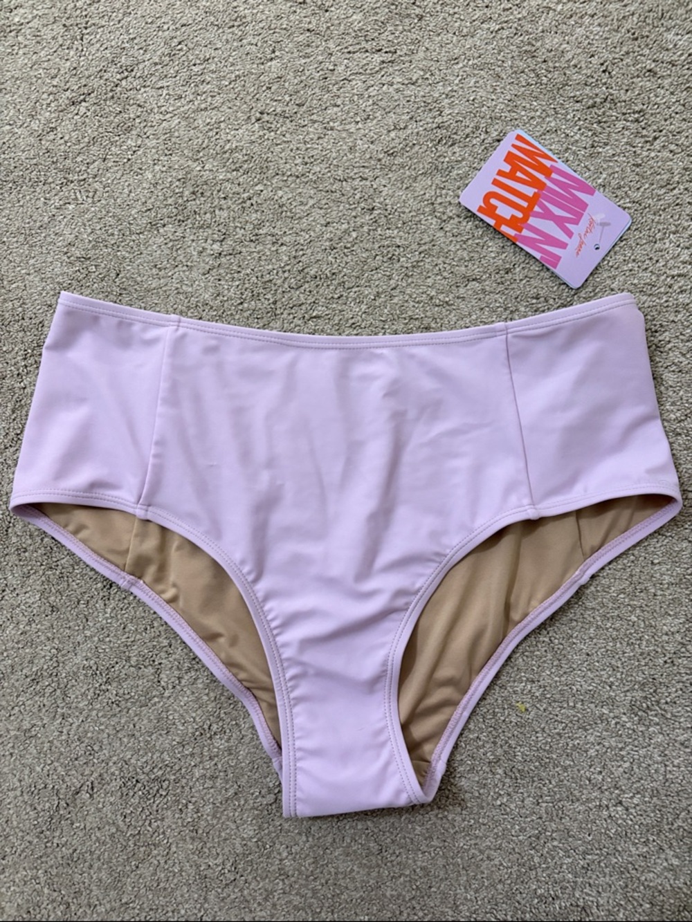 Kortni Jeane Lilac Trim Beige Bikini Bottoms